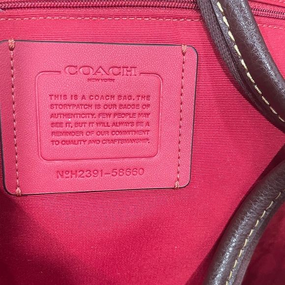 Coach Dark Brown Leather Tote With Red Interior. - Picture 2 of 5